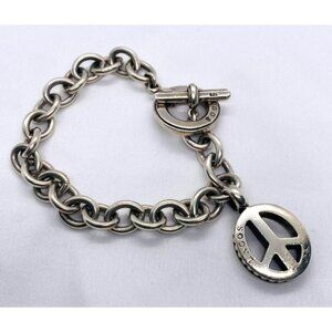 Lagos Sterling Silver 925 Peace Toggle Bracelet 7.25"